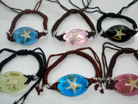 Wholesale 12pcs Natural Starfish Conch Resin Bracelet For Discount