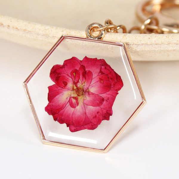 Wholesale 6pcs Natural Dried Flower Specimen Keychain Hot on Sale