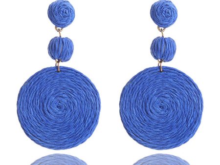 Wholesale Bohemian Raffia Round Earrings on Sale