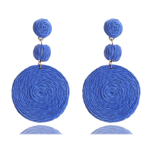 Wholesale Bohemian Raffia Round Earrings on Sale