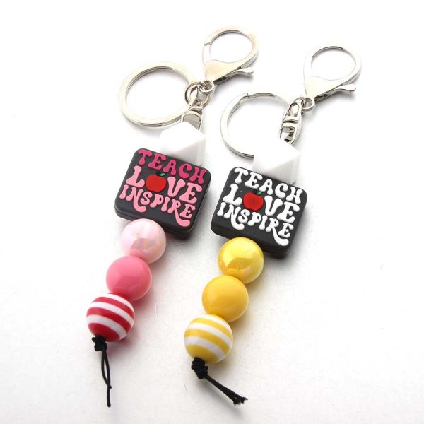 Wholesale Cartoon Silicone Beads Acrylic Beads Teacher Keychain Cheap