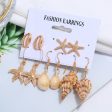 Wholesale Creative Starfish Natural Conch Earrings Five Pairs of Earrings and Studs Discount