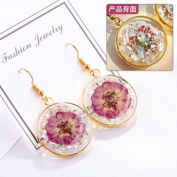 Wholesale 6pcs Mother of Pearl Sequins Real Flower Resin Earrings Supply