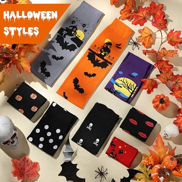 Wholesale Halloween Orange Bat Skeleton Socks Online Hot Sale