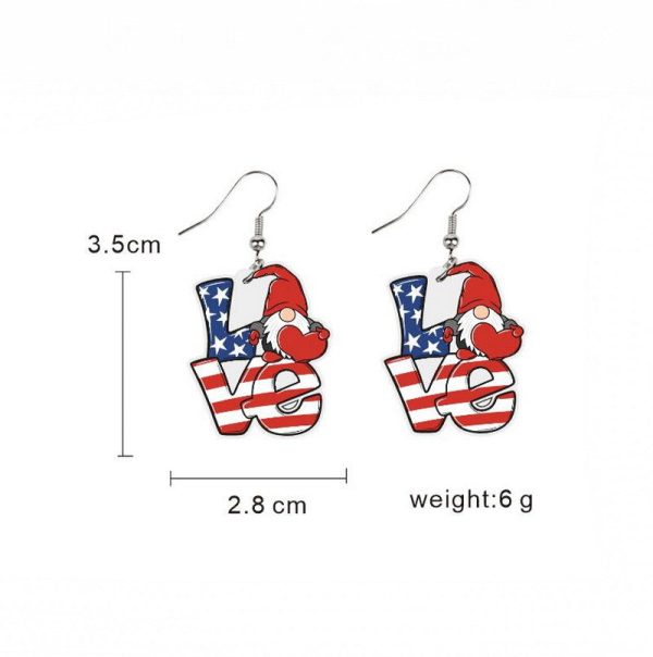 Wholesale Flag Butterfly Cow Finger Smiley Eagle Love Heart American Independence Day Earrings For Cheap