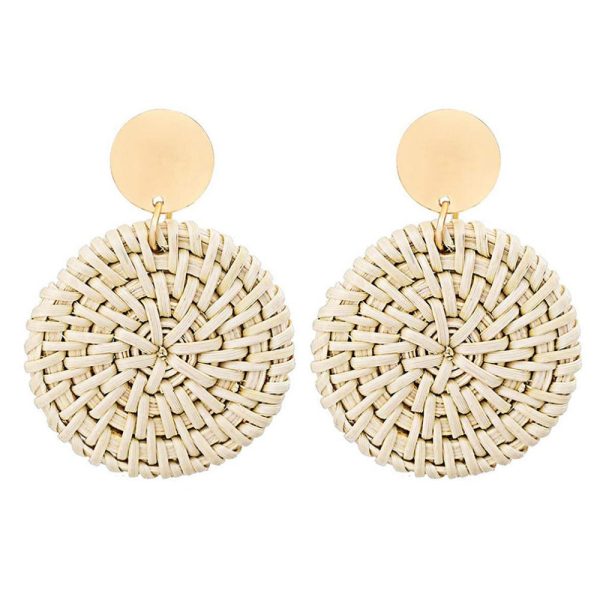 Wholesale Retro Geometric Beach Holiday Exaggerated Rattan Earrings Discount