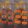 Wholesale Halloween Gothic Style Black Cat Ghost Face Pumpkin Stitching Wooden Earrings Cheap