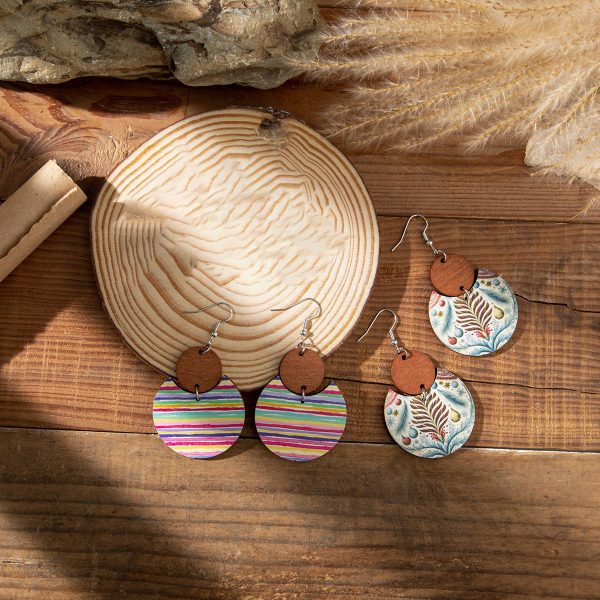 Wholesale Exaggerated Boho Wooden Round Earrings For Sale