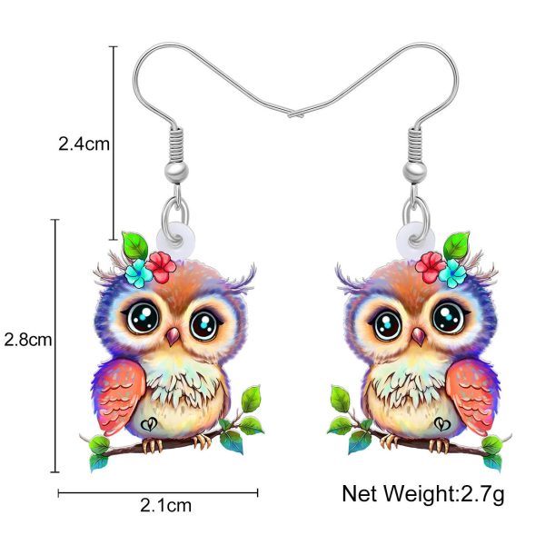 Wholesale Cute Owl Acrylic Earrings Supply