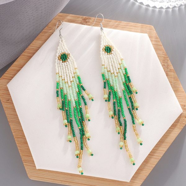 Wholesale Colorful Rice Beads Bohemian Tassel Earrings Online Hot Sale