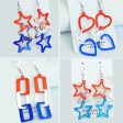 Wholesale 2Pairs pack Independence Day 3D Rotating Mirror Love Five-pointed Star Earrings Online now