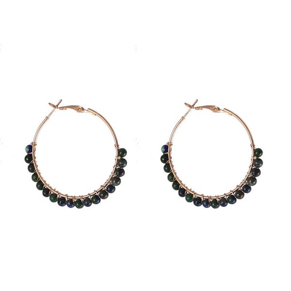 Wholesale Round Beaded Stone Hand-wound Versatile Earrings Online Sale