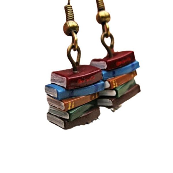 Wholesale Gothic Retro Creative Stacking Book Library Color Earrings Sale