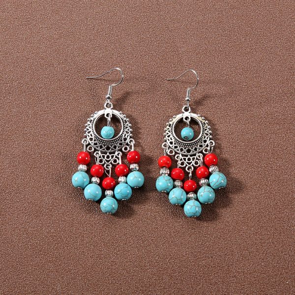 Wholesale Bohemian Tassel Turquoise Vintage Earrings For Discount