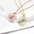 Wholesale 6pcs Rose Gold Forget-me-not Dried Flower Transparent Resin Necklace For Discount