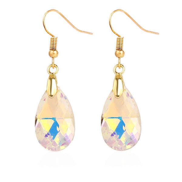 Wholesale Mother s Day Long Crystal Light Luxury High-end Colorful Crystal Water Drop Earrings Hot on Sale