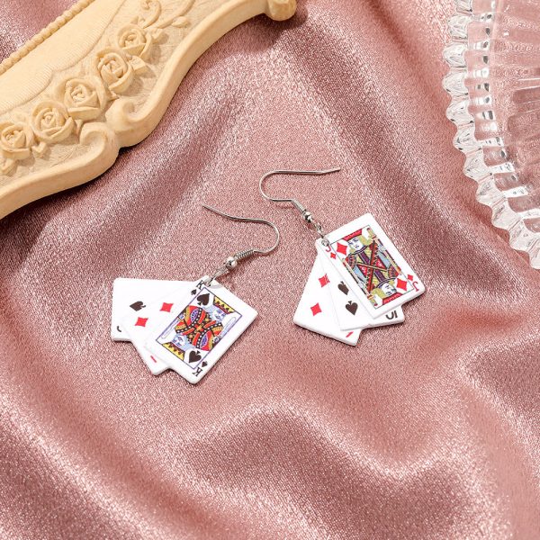 Wholesale Funny Playing Cards Simulation Earrings Online Sale