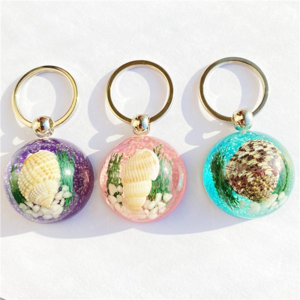 Wholesale 6pcs Resin Glue Natural Conch Keychain Online Hot Sale