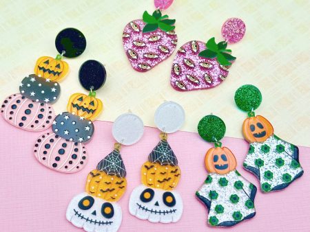 Wholesale Halloween Colorful Ghost Eyes Acrylic Earrings For Discount