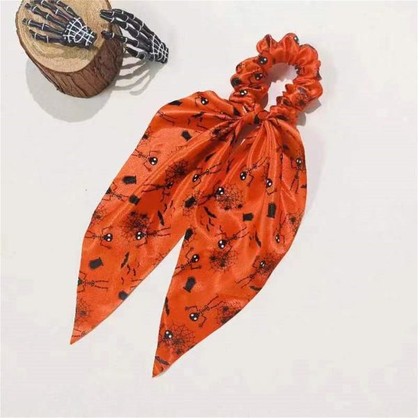 Wholesale Halloween Funny Ghost Skull Pumpkin Versatile Fabric Ribbon Scarf Headband Fashion