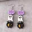 Wholesale Halloween Gothic Style Cute Ghost Tassel Stitching Wooden Double-sided Earrings For Sale