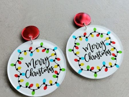 Wholesale 2 Pair Pack Christmas Lights Round Acrylic Christmas Tree Earrings Cheap