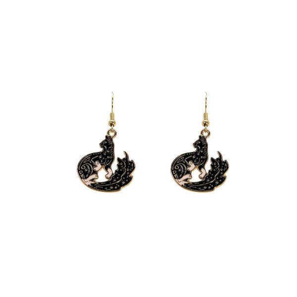 Wholesale Dark Style Cat Halloween Horror Funny Oil Drop Rose Phoenix Earrings Supply