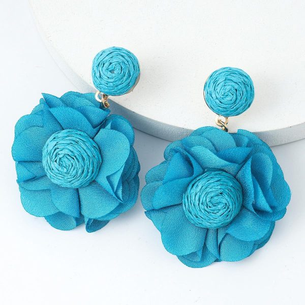 Wholesale Bohemian Raffia Braided Flower Earrings Online Sale