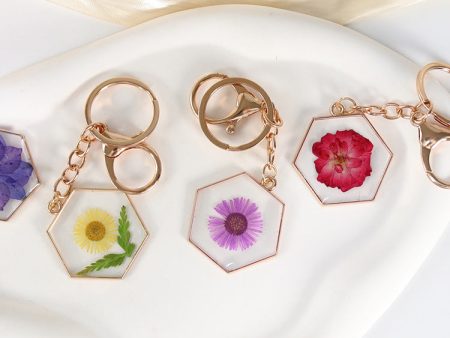 Wholesale 6pcs Natural Dried Flower Specimen Keychain Hot on Sale