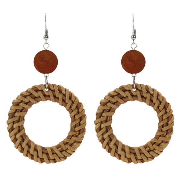 Wholesale Bohemian Leisure Holiday Rattan Earrings For Discount