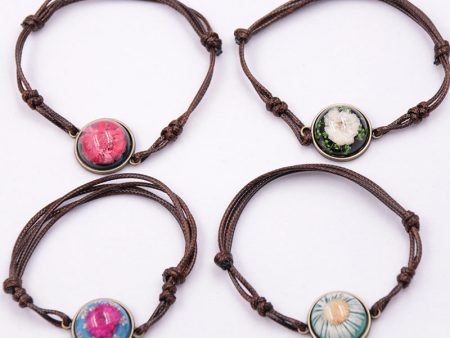 Wholesale 12pcs Resin Hand-woven Real Flower Bracelet For Sale