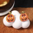 Wholesale Halloween Creative Funny Wood Printed Pumpkin Expression Pack Earrings Hot on Sale