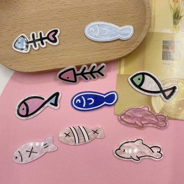 Wholesale 5pcs Cartoon Fish Acrylic FlatBack Cute Accessories For Cheap