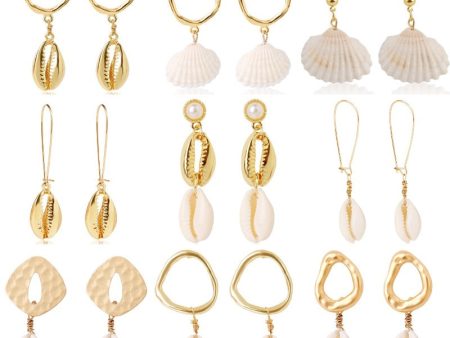 Wholesale Conch Shell Trend Ocean Alloy Natural Shell Earrings Discount