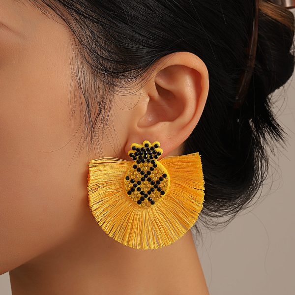 Wholesale Bohemian Tassel Exaggerated Rhinestone Elk Earrings Discount