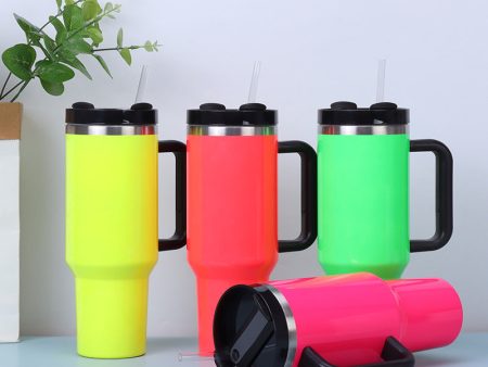 Wholesale Tumbler 40oz Vacuum Ice Cup Straw Cup Stainless Steel Large Capacity Simple Portable Thermos Cup Sale