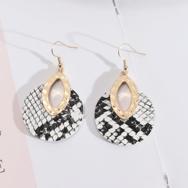 Wholesale Leather Inlaid Round Vintage Abalone Earrings Sale