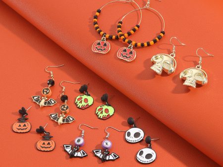 Wholesale Halloween Skull Bat Pumpkin Ghost Rice Bead Earrings For Sale