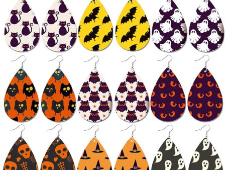 Wholesale  Halloween Bat Ghost Drop Shape Skull Leather Earrings Online now