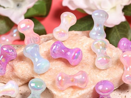 Wholesale 100pcs  Acrylic Transparent Colorful Puppy Bone Beads Cashew Pierced Loose Beads Cheap