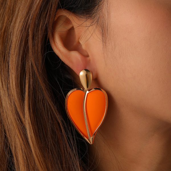 Wholesale Colorful Spray Paint Love Water Drop Double Layer Earrings Discount