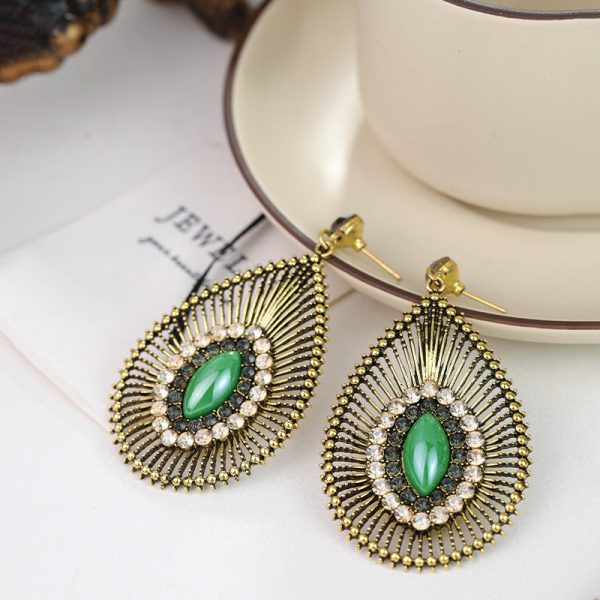 Wholesale Silver Needle Diamond Hollow Drop Earrings Fashion