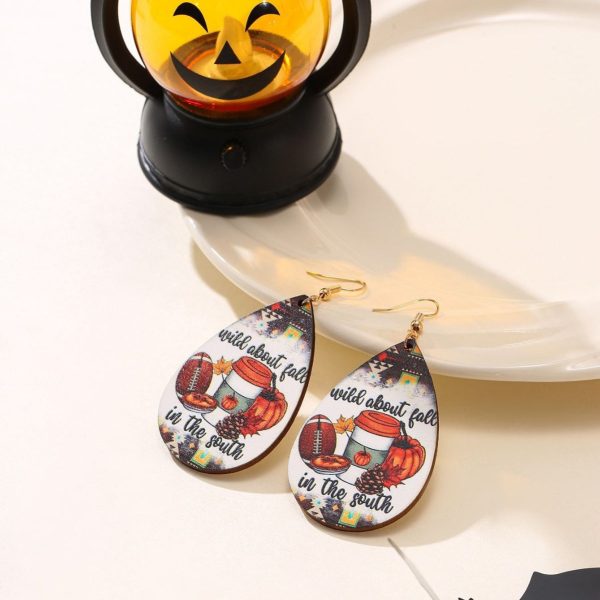 Wholesale Halloween Wooden Funny Pumpkin Spider Candy Earrings Online Sale