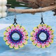 Wholesale Bohemian Exaggerated Flowers Hand-woven Round Earrings Sale