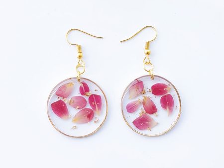 Wholesale 10pcs All-match Rose Petal Electroplated Gold Resin Earrings Fashion