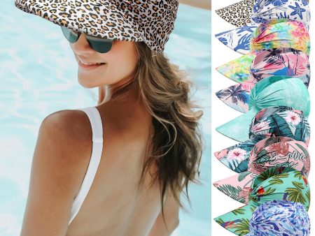 Wholesale New Summer Printed Sun Protection UV Large Brim Face Covering Outdoor Swimming Cap Online Sale