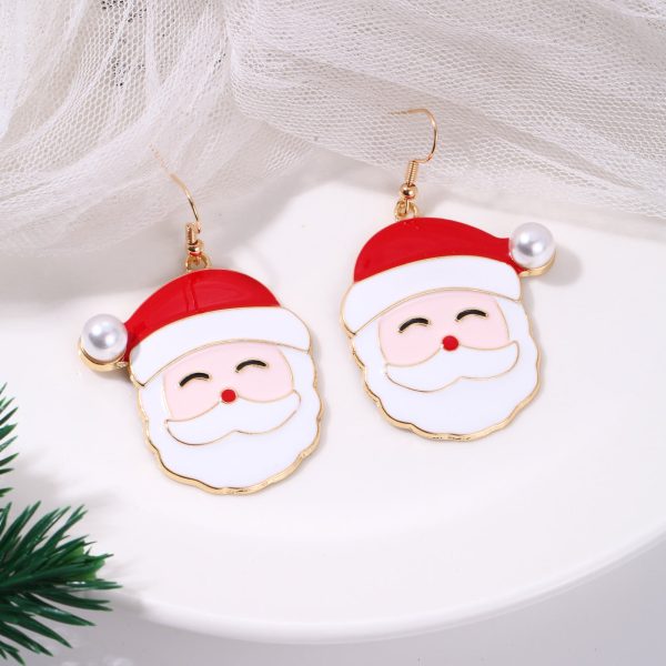 Wholesale Christmas Creative Cartoon Cute Alloy Santa Claus Earrings Online