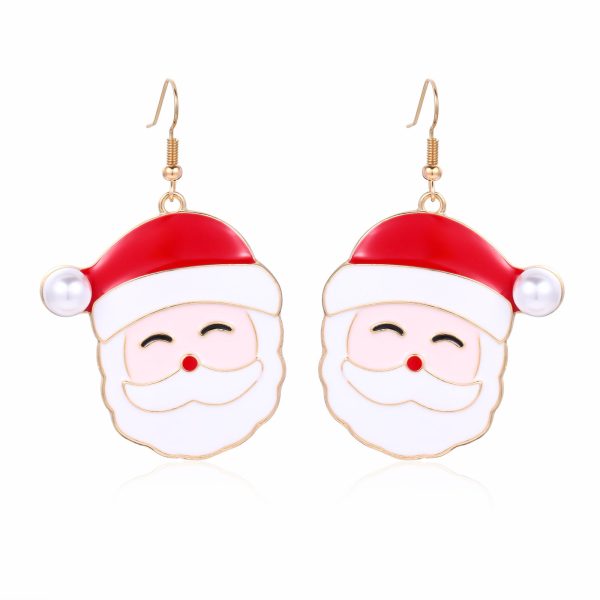 Wholesale Christmas Creative Cartoon Cute Alloy Santa Claus Earrings Online