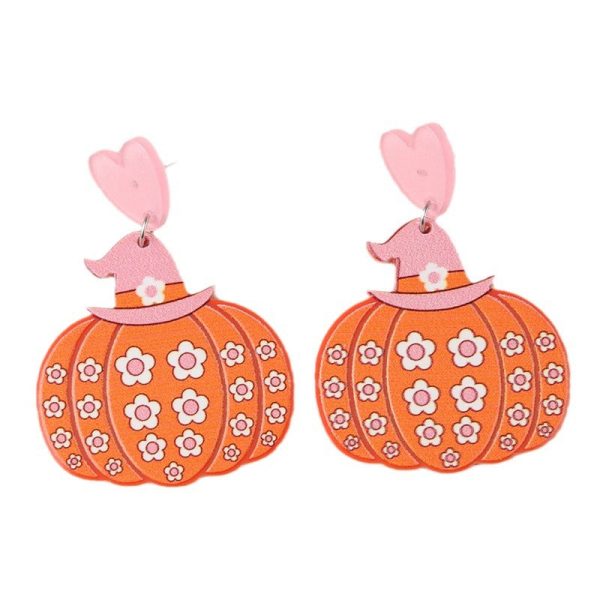 Wholesale Halloween Series Pumpkin Cartoon Funny Ghost Acrylic Earrings on Sale