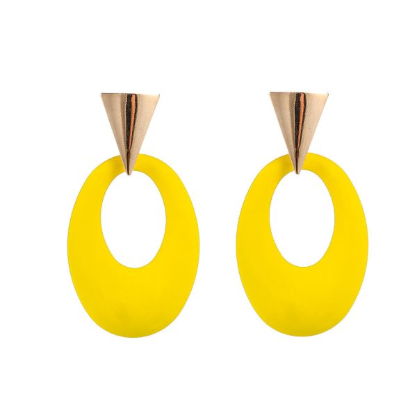 Wholesale Fashion Metal Spray Paint Hollow Oval Large Earrings Hot on Sale